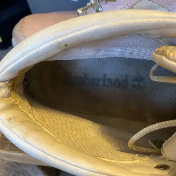 Timberland Hiking Field Boots Women 8.5 M Pink White Leather Barbiecore Mid Calf - Picture 9 of 11